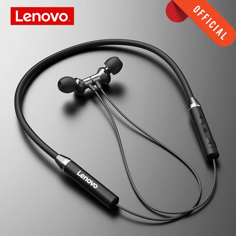 Comprar Lenovo auricular Bluetooth inalámbrico auriculares banda magnética para el cuello IPX5 auriculares deportivos impermeables con micrófono de cancelación de ruido