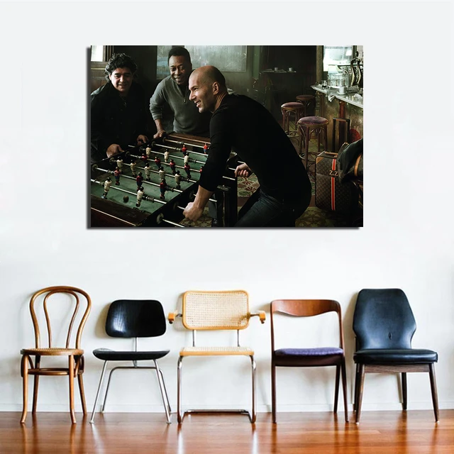 Zidane Pele Maradona Play Table Soccer Poster Canvas Cloth Fabric