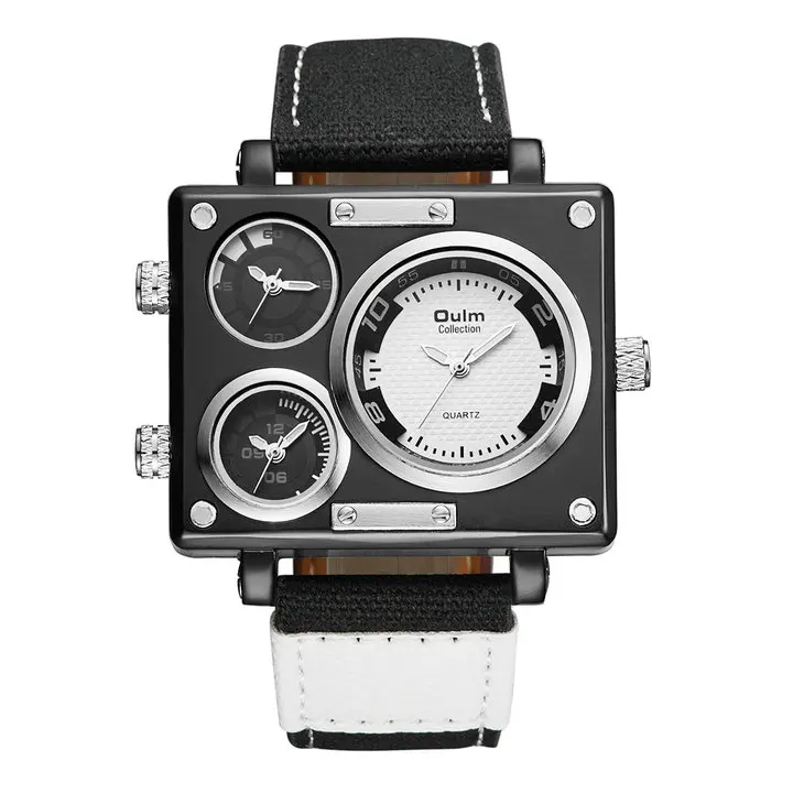 BLACK WHITE OULM,, мужские Модные Военные часы, Топ бренд, Роскошные, розничная, Vip,, часы с ремешком Nato, мужские наручные часы - Цвет: BLACK WHITE