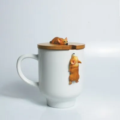 Творческий мультфильм 3D корги панель в форме французского бульдога Керамика кружки милый большой Ёмкость чашка "собака" Студент Пара кружка для подарка любимому чашки - Цвет: K3---400ML
