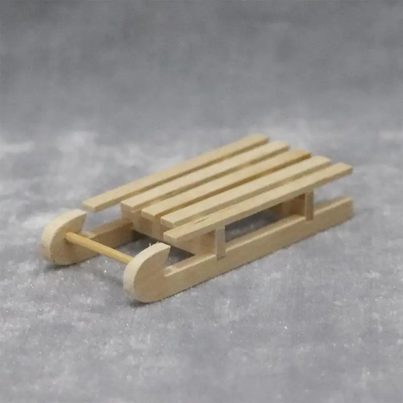1:12 Кукольный дом деревянные сани Diy рождественская сцена модель аксессуары деревянные поделки рождественские украшения вечерние украшения 1 шт