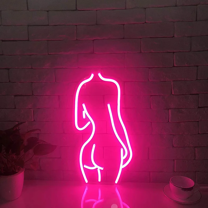 Acrylic Lady Led Neon Sign Lights Wall Hanging Bar Pub Decor Artwork Night Light Neon Bulbs Lamp Bedroom Decoration Lighting