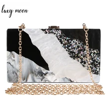 Акриловый клатч для женщин, мраморные вечерние сумки, роскошный женский клатч, кошелек, черный, белый цвет, Женская сумочка, вечерние сумочки, zd932