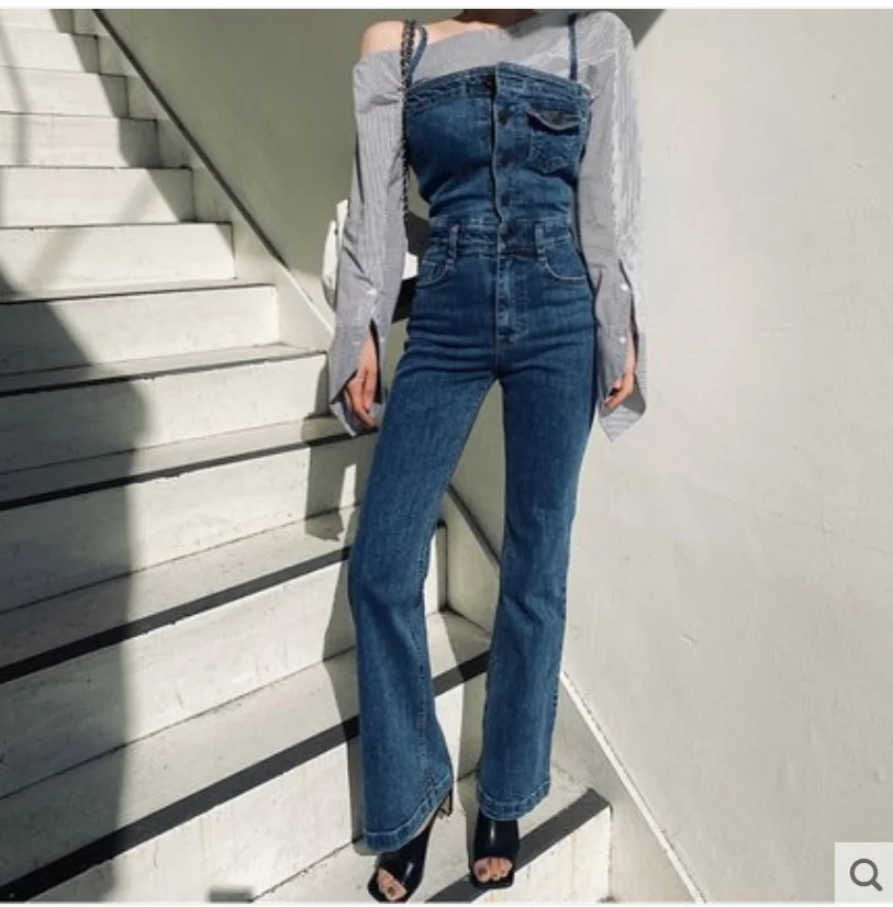plus size 3XL!Off Shoulder Sleeveless Denim Jumpsuit Women Romper slash neck backless Spaghetti Strap flare jeans overalls plus size 3XL!Off Shoulder Sleeveless Denim Jumpsuit Women Romper slash neck backless Spaghetti Strap flare jeans overalls