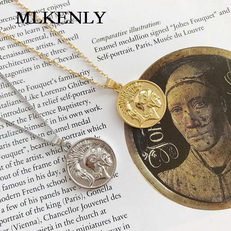 

MLKENLY 925 Sterling Silver Vintage Foreign Currency Indian Man Head Pendant Coin Necklace For Women luck Jewelry new 2019