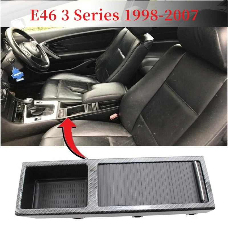For-BMW E46 3 Series 1998-2007 Front Center Console Tray Water Storage Drink Cup Holder 51167038323 Carbon Fiber | Автомобили и