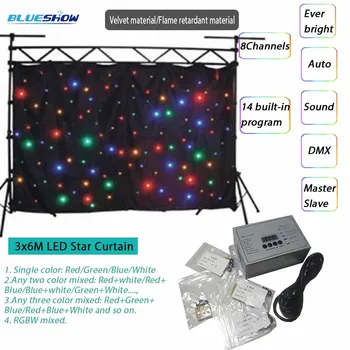

Led DMX Curtain Backdrop Cloth RGBW LED Curtain Stage 3x6M LED Curtain Star RGB Flame Retardent Wedding Background Curtain