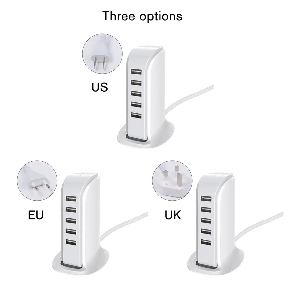 5 портов USB зарядное устройство 4A многопортовый разъем концентратор зарядная станция адаптер питания Универсальный мобильный телефон Настольный настенный дом