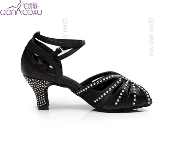 

Customize salsa jazz ballroom latin dance shoes for dancing women standard teachers dances shiny heels sandals black