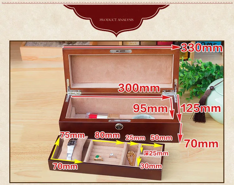 Neue Holz Schmuck Boxen Mode Frauen Schmuck Organizer Box Ohrring Fall Lagerung Ring Display Fall – Detail 10