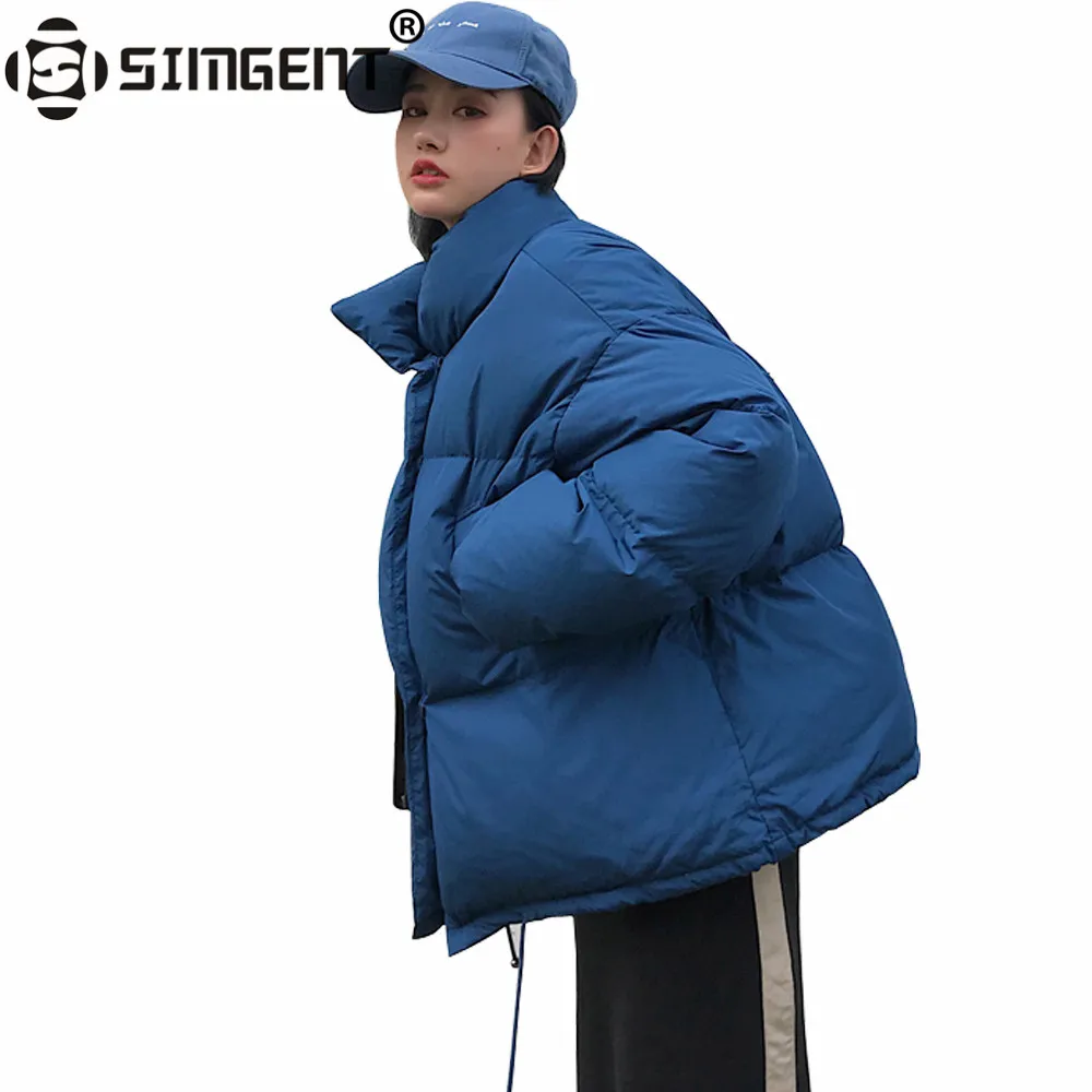 

Simgent Winter Jacket Women Stand Collar Casual Loose Large Size Fashion Short Coat Parkas Menteau Femme Winterjas Dames SG99101