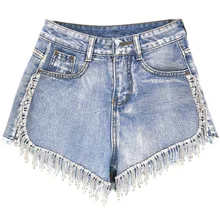 Aliexpress - 2021 Spring Summer Shorts Denim Patchwork Tassel Raw High Waist Cowboy Shorts Streetwear Women Fashion Tide AH03605XL