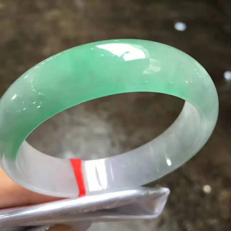 Myanmar Jadeite ice прозрачный идеальный широкий вариант браслета(включая сертификат