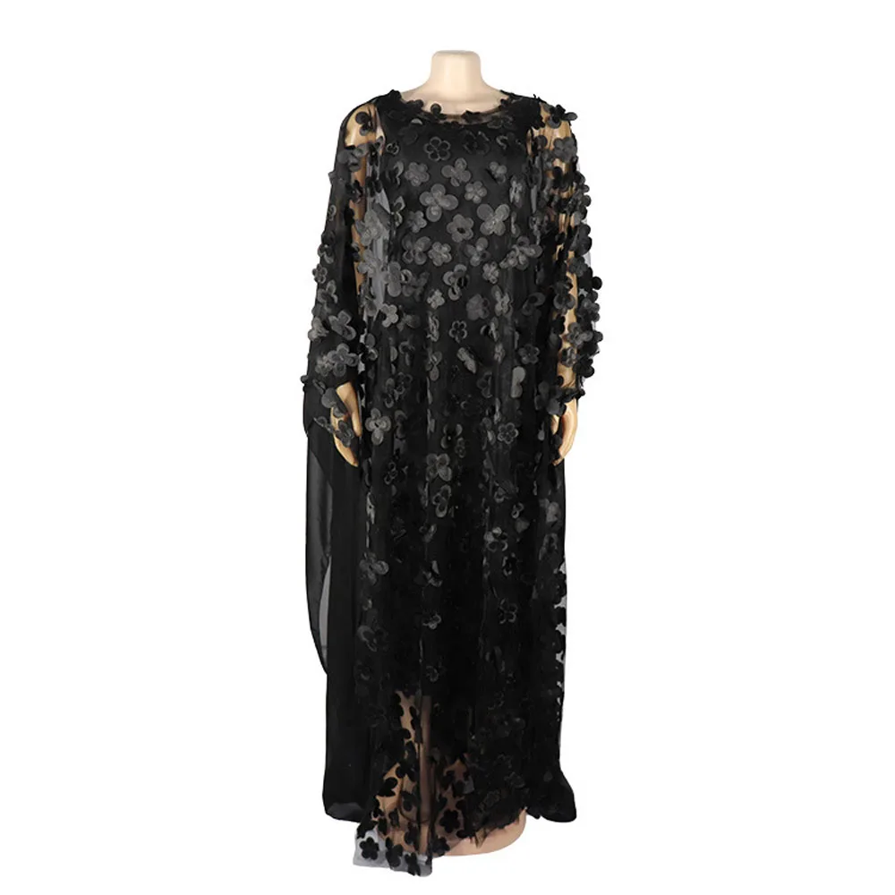 Комплект из обуви в африканском стиле платье для женщин Кафтан Макси длинное платье в африканском стиле из шифона bubu robe для вечерние - Цвет: black dress