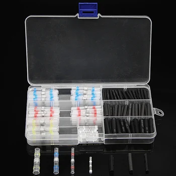 100個AWG14-12防水はんだシールスリーブスプライス端子絶縁熱収縮電線バットコネクタキット