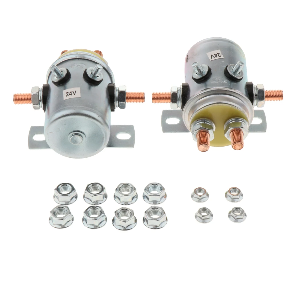 2X Solid Continuous Duty 24V 200A Solenoid Relay for Winch Trailer Golf Cart Auto Car, 21.9 x 6.50 x 9.45 inch