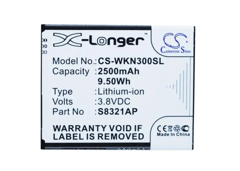 Batteria Cameron Sino 2500Mah Per Wiko N300 Slide Slide 4Gb S8321Ap Slide Mobile, Batteria Per Smartphone