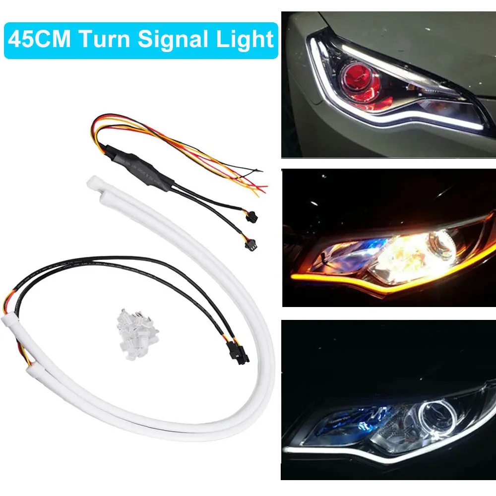 Flexible Headlight White+Yellow LED DRL Strip Light With Turn Signal For Mazda 2 3 5 6 RX8 CX-5 CX-3 CX-4 Axela Premacy | Автомобили и