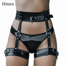 Сексуальный женский кожаный ремень-подвязка в стиле Харадзюку, эротический Готический пояс для нижнего белья, подтяжки, Фетиш клетки, пояс для чулок