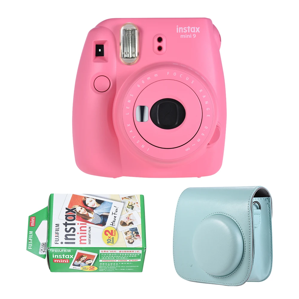 Fujifilm Instax Mini 9 мгновенная камера пленочная камера с зеркалом для селфи Ice Blue с 14 в 1 комплект аксессуаров чехол для камеры фильтр+ альбом