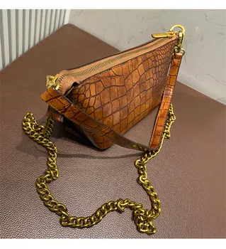 

One shoulder underarm bag 2020 spring new fashion retro women's bag crocodile hand-held messenger bag diamond chain small bag