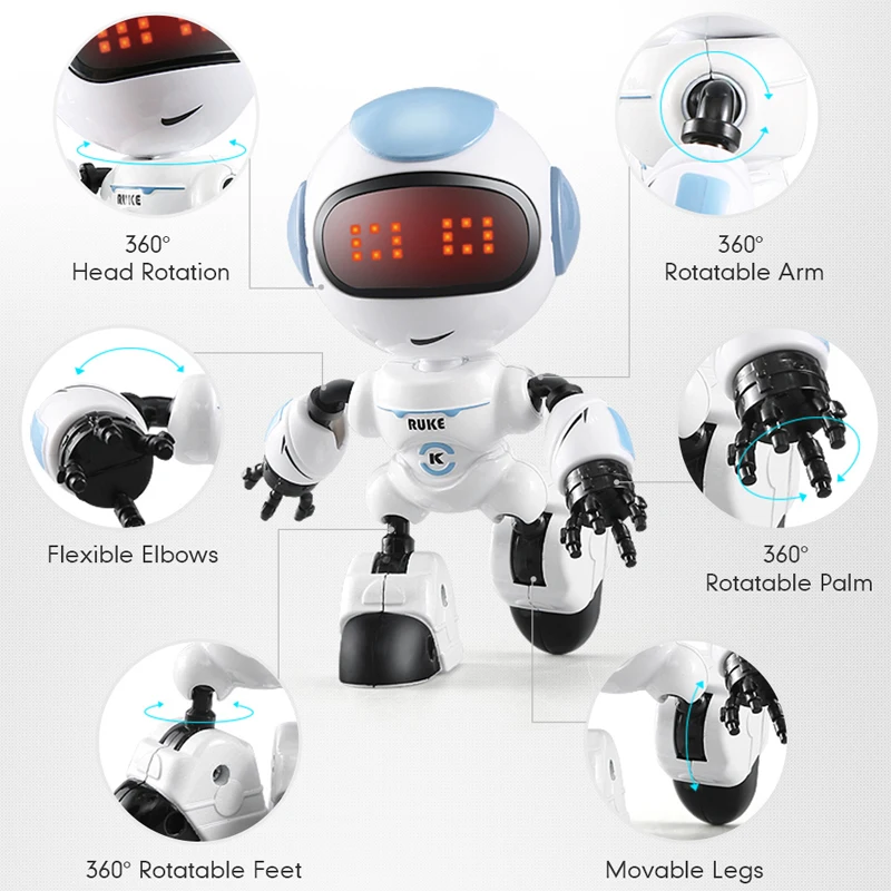 JJRC R8 Mini Smart Robot Kids Voiced Intelligent LED Eyes DIY Vector Robot Combat Robo Toy For Children Kids Gift Rc Robots Toys