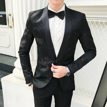 Блейзеры с цветочным принтом, повседневный клубный приталенный Блейзер с цветочным принтом, мужской осенний блейзер