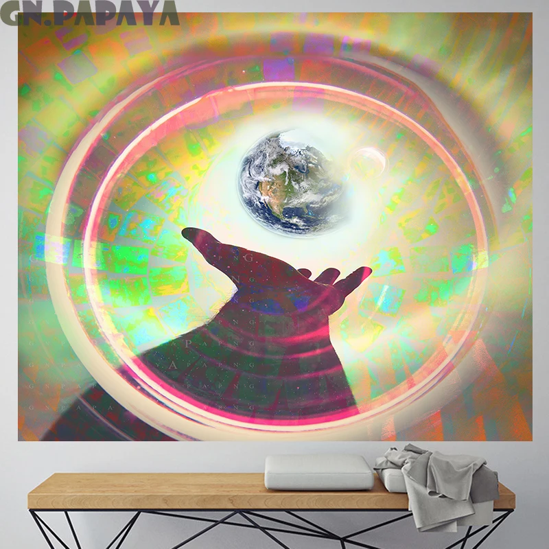 Psychedelin hope ручной гобелен настенный хиппи настенный подвесной поп-стиль ГОБЛЕН художественный абстрактный полиэстер Настенный Ковер