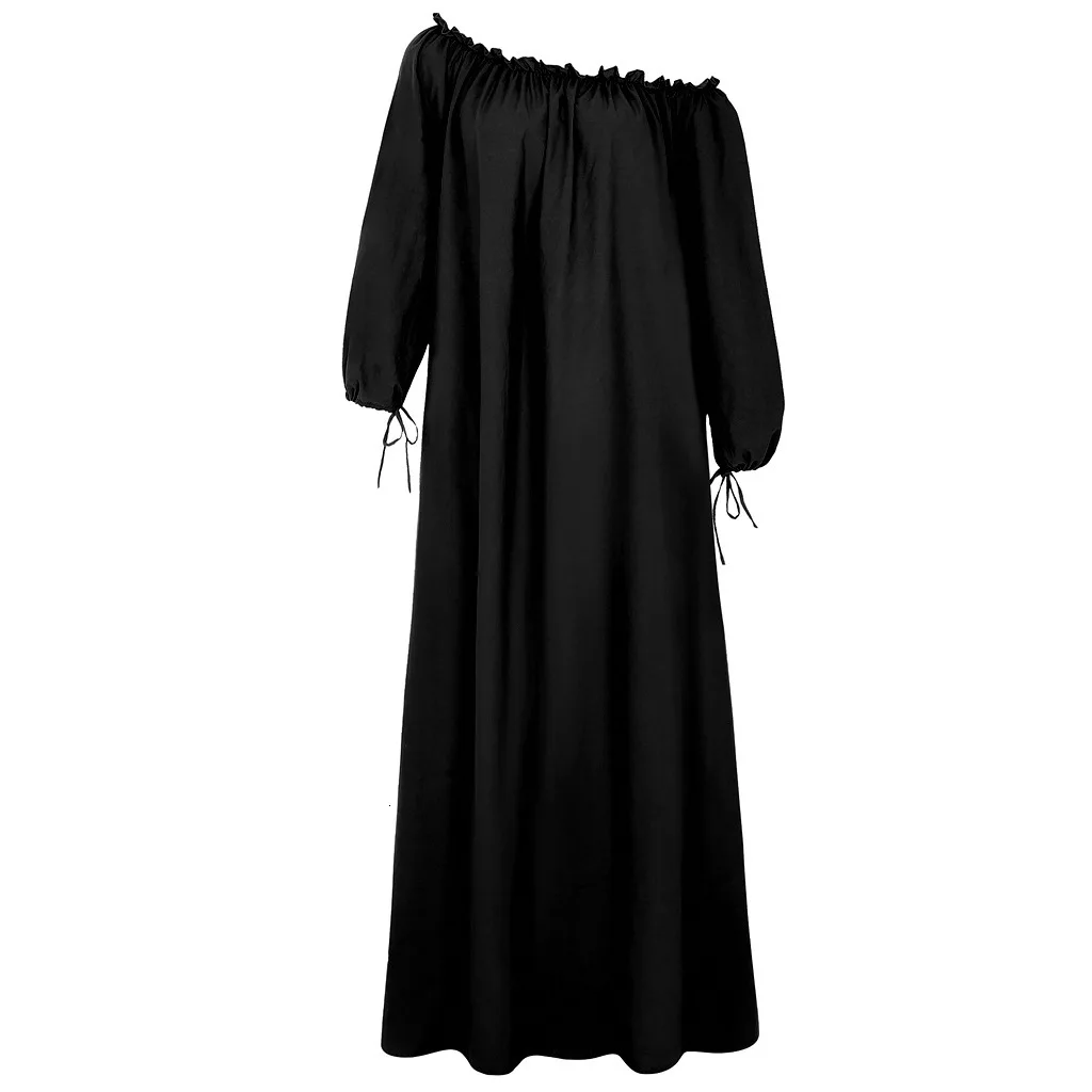 5Xl сексуальное платье с открытыми плечами размера плюс, повседневное женское плиссированное платье с вырезом лодочкой, Осеннее длинное платье с длинным рукавом