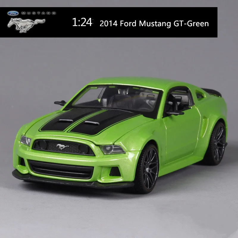 Изысканная 1:24 модель из сплава Mustang GT, модель спортивного автомобиля, коллекция премиум и gif - Цвет: 2014 Mustang - Green