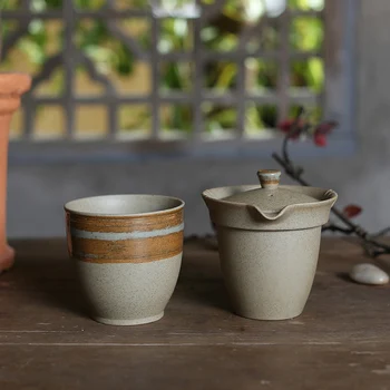 

Large Stoneware Quick Cup Travel Tea Set Retro One Pot One Cup Japanese Ceramic Teapot Tea Cup Gift Box WF5021402