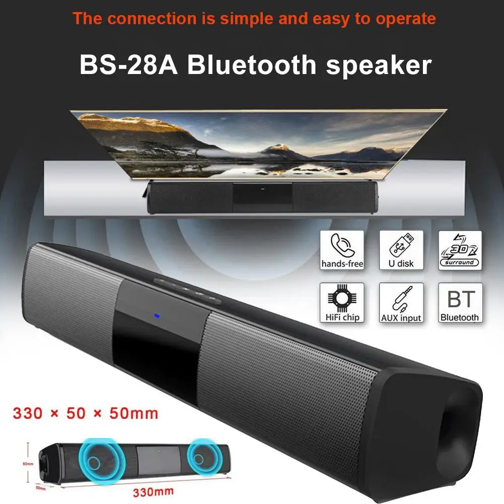 Беспроводная ТВ-звуковая панель BS-28A Bluetooth-Колонка для телевизора сабвуфер ПК