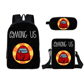 

among us Primary school schoolbag creative polyester wear-resistant backpack pen bag small shoulder bag three-piece