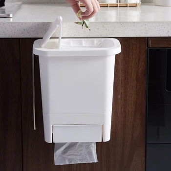 

Kitchen cabinet, door, hanging trash can with lid, wall mounted trash cans, trash can trash container