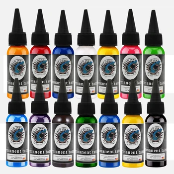 

Professional Tattoo Ink Set 14 Colors Kit 1oz /30ml Bottle Tattoo Ink Coloring Fast Permanent Pigment Tattoo Suppl
