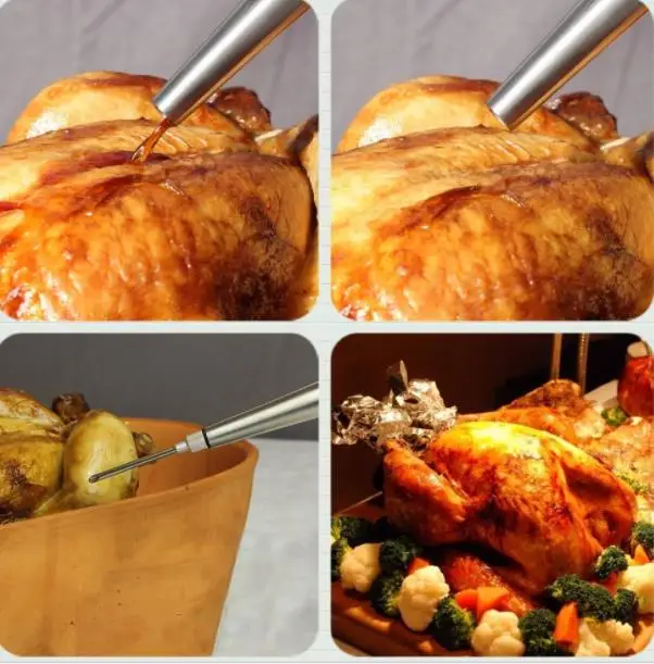 Нержавеющая сталь курица, индейка Baster мясо шприц маринад инжектор в том числе иглы и кисти для барбекю Кухня Assessoies