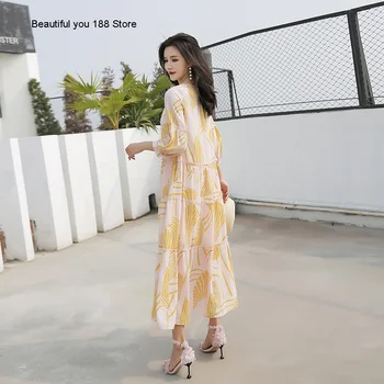 

printed Spring Summer new loose dress seaside holiday dress super hot long dress Thailand fairy