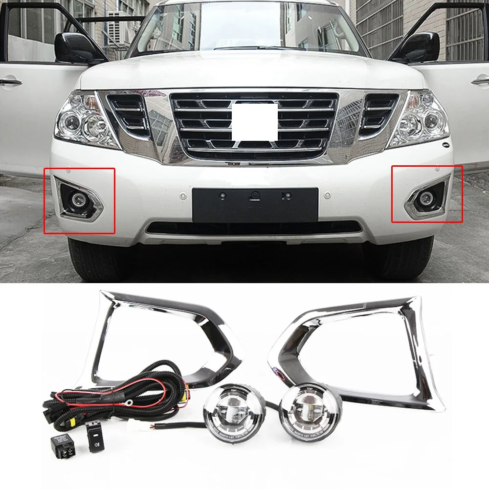 CAPQX 1 комплект для Nissan Patrol Y62 16 18 переднего бампера Туман светильник крышка с