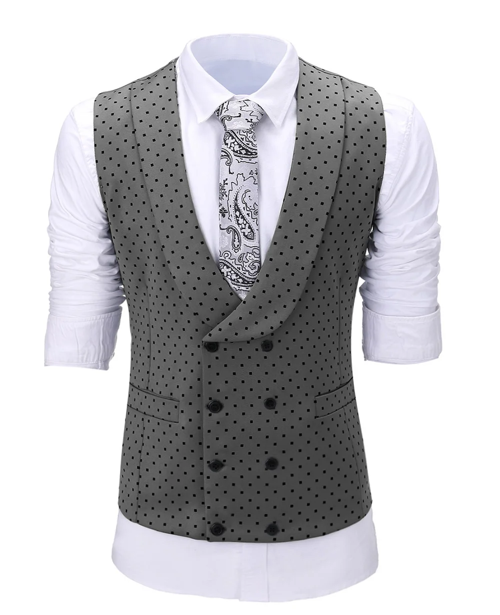 Grey Повседневное Для Мужчин's цвета: золотистый, серебристый серый Slim Fit 3 предмета для выпускного вечера розовый смокинг для мальчиков точка насыщенный бордовый Бизнес костюмный жилет для Свадебные, для жениха жилет - Цвет: Grey