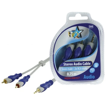 

HQ 3.5mm/2x RCA, 0.75m 0,75 m 3,5mm 2 x RCA audio cable Blue, Grey