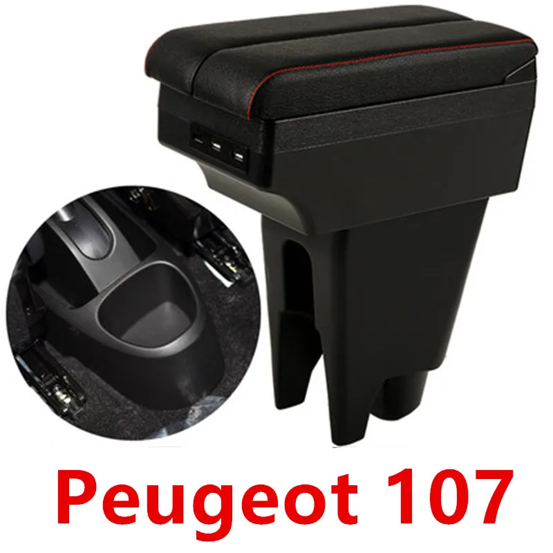 

For Peugeot 107 armrest box USB Charging heighten Double layer