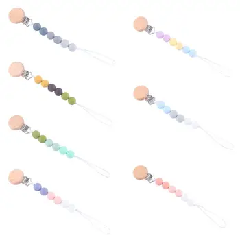 

New Baby Pacifier Clip Colorful Silicone Beads Teether DIY Dummy Holder Infant Teething Soother Chain Toys Shower Gift