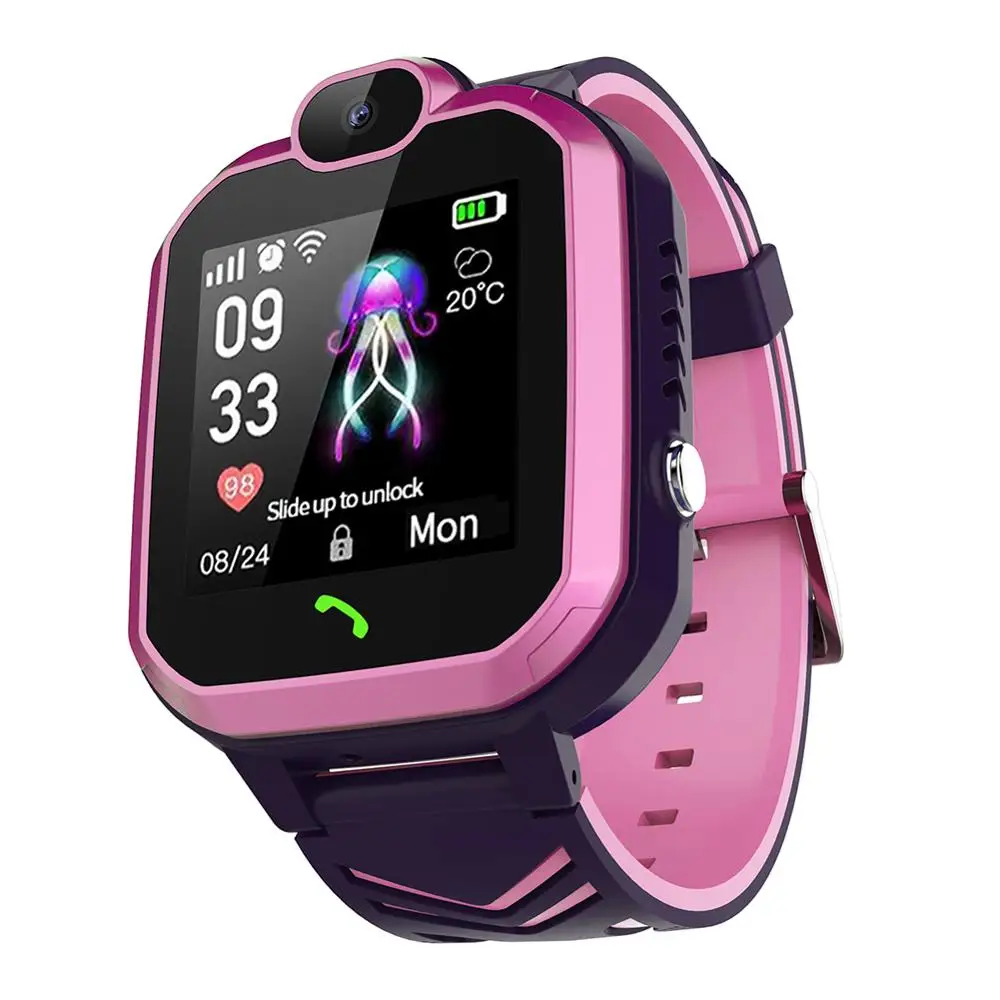 Розовый Childen's Smart Watch GPS Fitness Tracker Watch Heart Rate Monitor SOS Antil-lost Smartwath Baby Waterproof PK Q50 Q90 Q528 - Цвет: Розовый