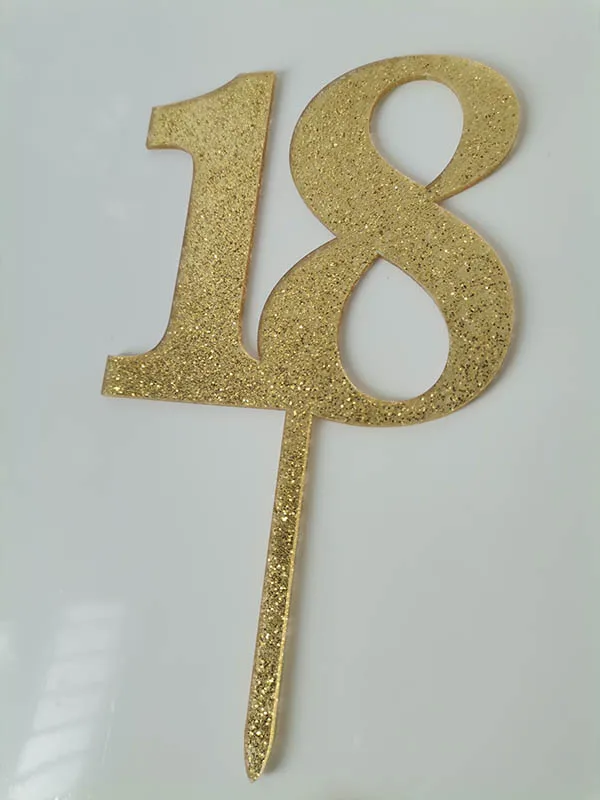 New Glitter 16 18 30Th Di Compleanno Acrilico Cake Topper 50 Anniversario Di Matrimonio Cupcake Topper Per Anniversario Decorazioni Della Torta Del Pa