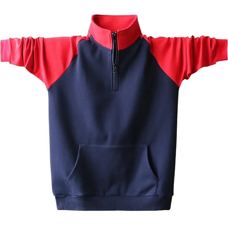 Dark Blue Осенний теплый спортивный костюм Лоскутная Толстовка мужская с длинным рукавом плюс бархатные пуловеры на молнии карман свитшот большого размера DS50936 - Цвет: Dark Blue