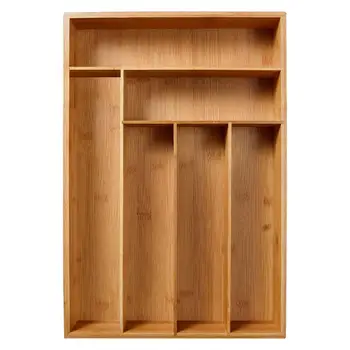 

Bamboo Drawer Organizer Wood Utensil Flatware Holder Kitchen Drawer Box