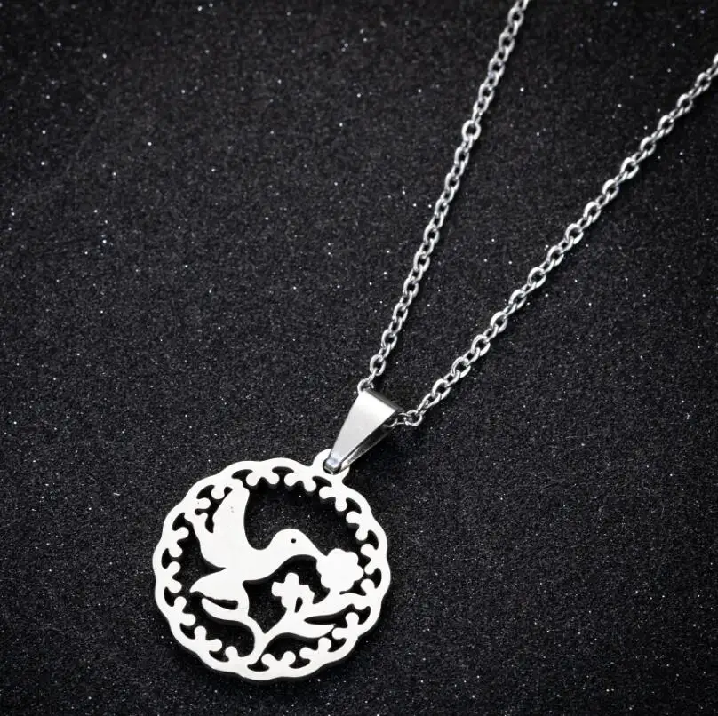 Bird Kissing Flower Necklace