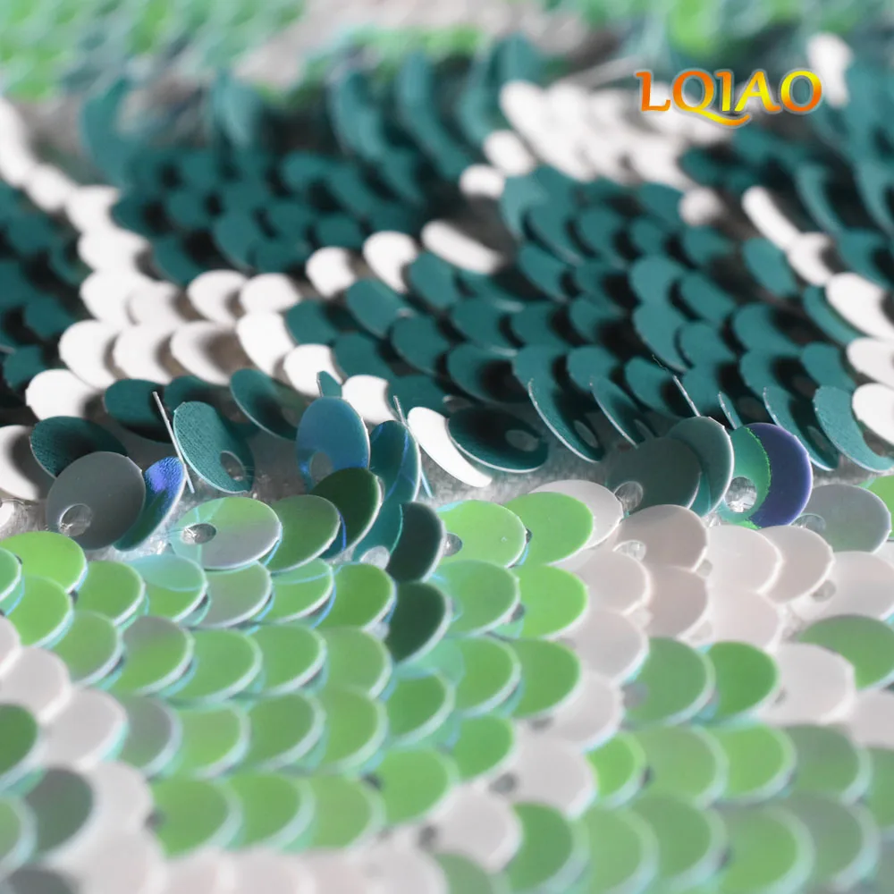 Light Green Dark Green Mermaid Sequin Fabric 003