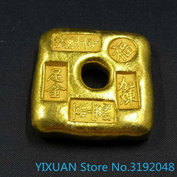 Ancient Jin Yuan Bao Fu Lu Gold Ingot Qianlong Yongzheng Jiaqing Square Zuchi Training Random Delivery | Дом и сад