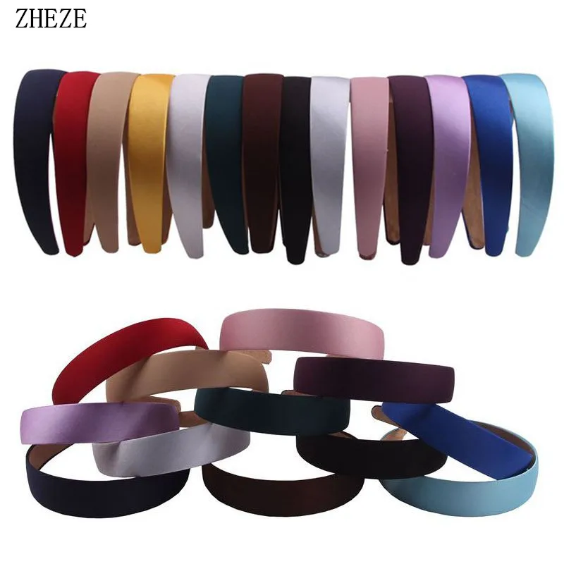 18Pcs/Lot 34Colors Wholesales 2024 NEW 3CM Satin Hairband For Girls Women Ribbon Headband Mujer DIY Hair Accessories new 18pcs girls hair accessories headwear gift set kids bowknot chiffon hair clips hairpins kids princess tiara barrrette tz24